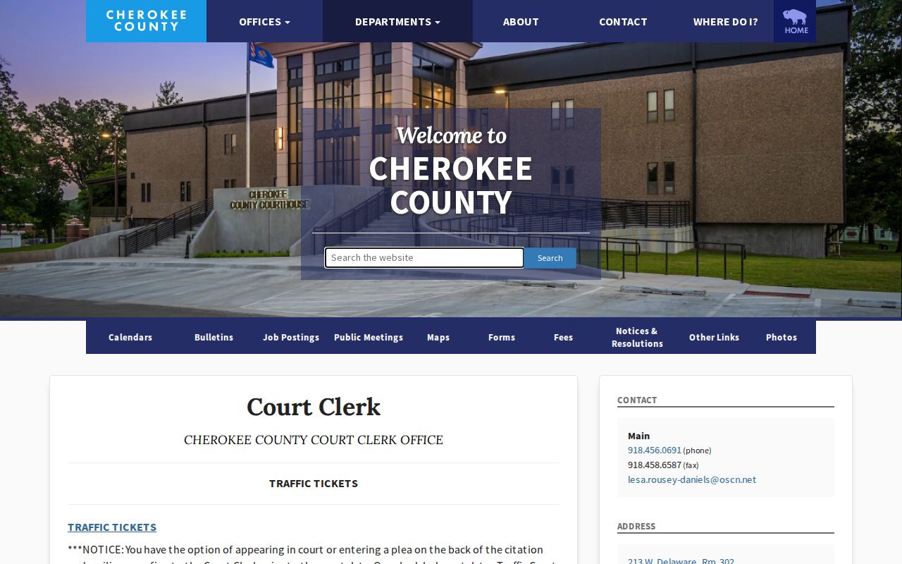Cherokee County traffic court citation instructions for warrant records