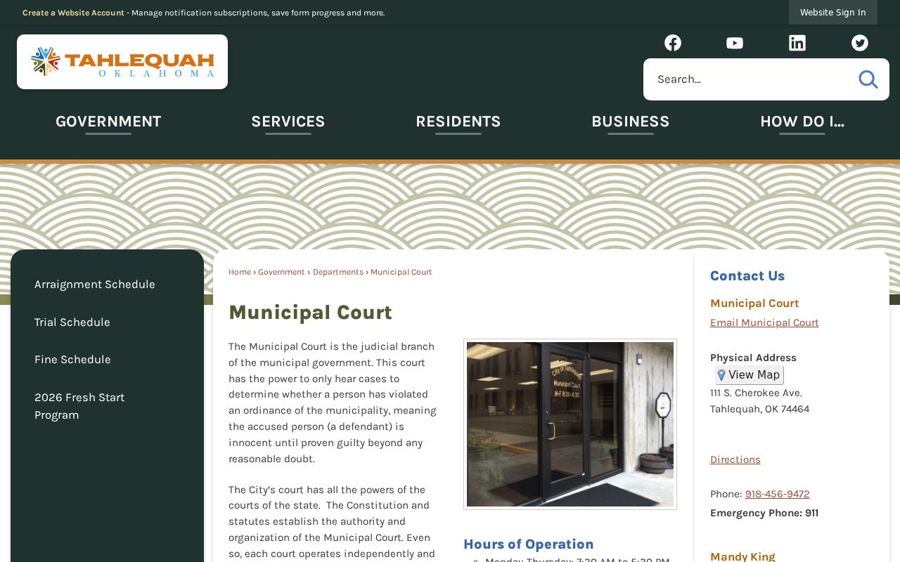 Cherokee County municipal ordinance court and warrant records
