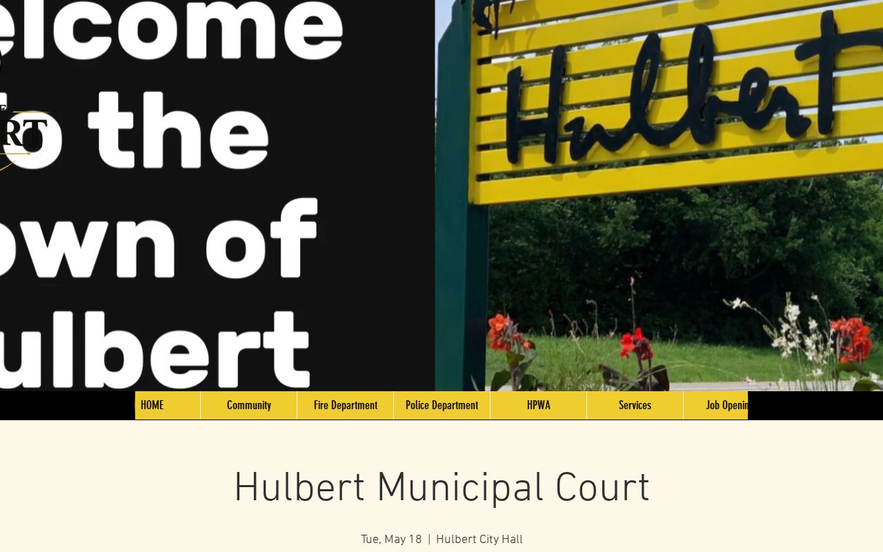 Official Hulbert municipal court example for warrant records access