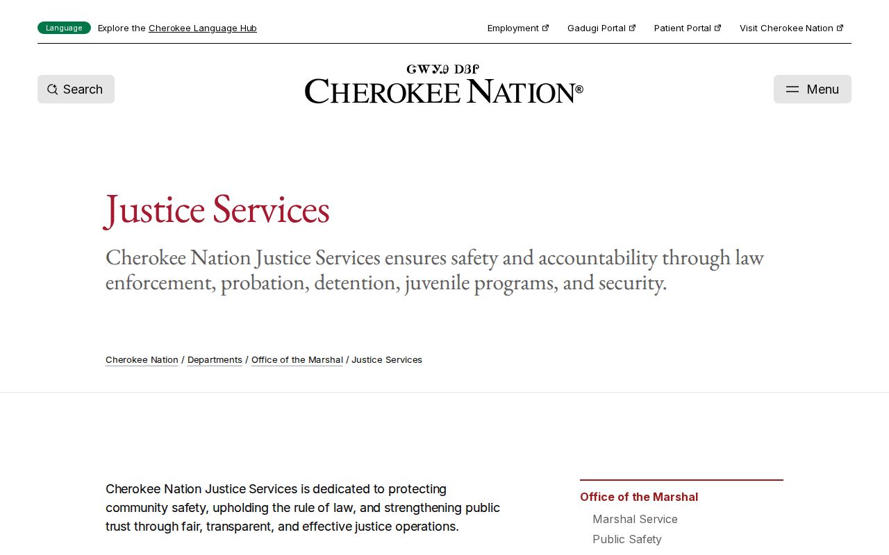 Cherokee Nation Marshal Service boundary for Cherokee County warrant records