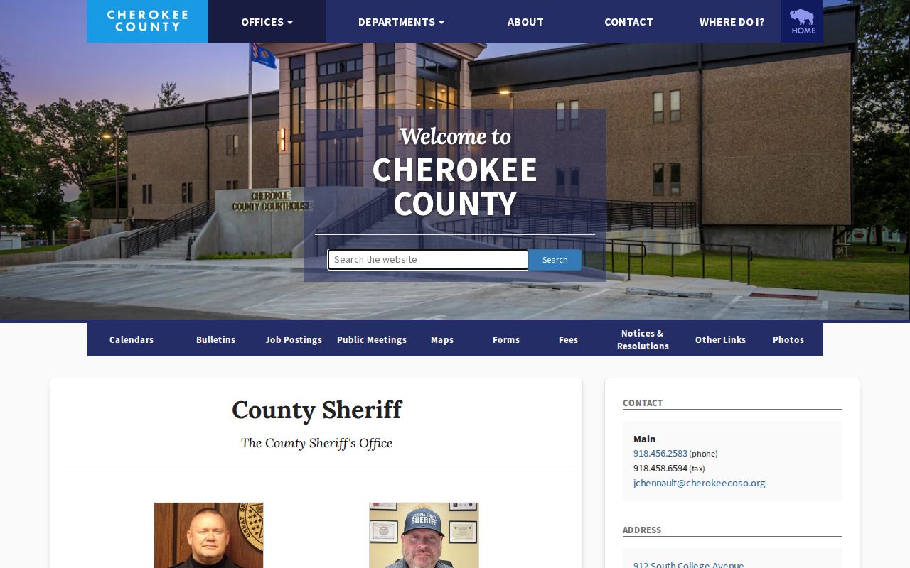 Cherokee County Sheriff information for warrant records